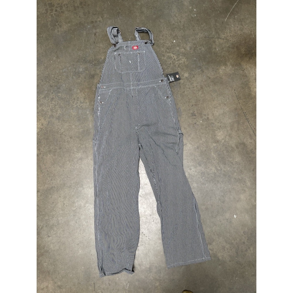 NOS Dickies Hickory Stripe Overalls Men's Size 38x34 Railroad Bib Workwear #26C4